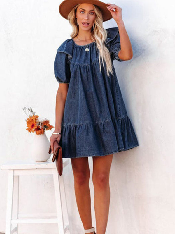 Women's loose casual ruffle short dress - FashionistaDeal