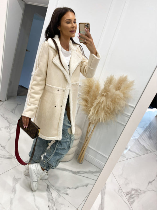 Women's solid color thickened sherpa splicing coats - FashionistaDeal