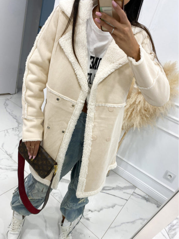 Women's solid color thickened sherpa splicing coats - FashionistaDeal