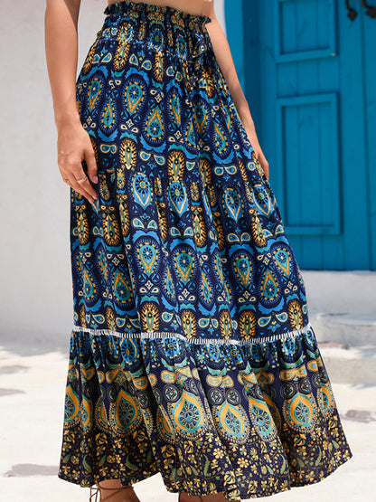 Women's Bohemian Hollow Printed Patchwork Skirt - FashionistaDeal