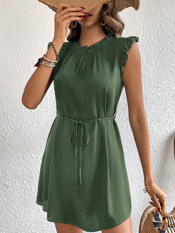 Women's Feifei Sleeve Solid Color Short Dress