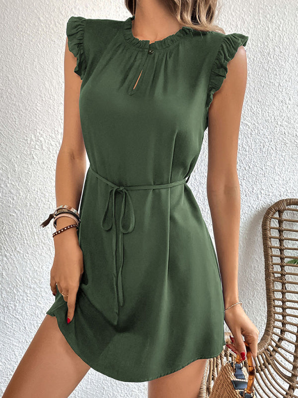 Women's Feifei Sleeve Solid Color Short Dress