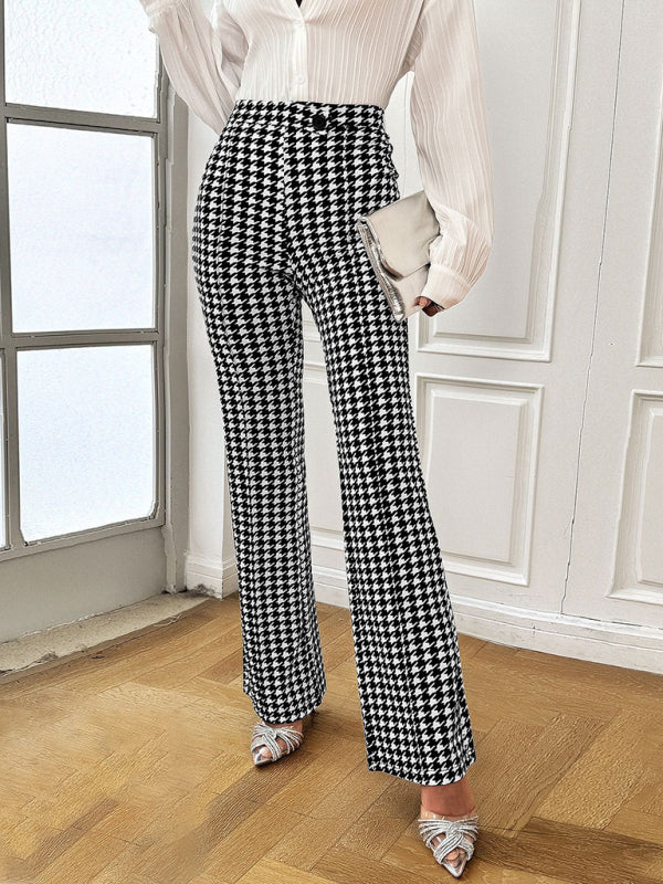 Women's Houndstooth Straight Commuting Trousers