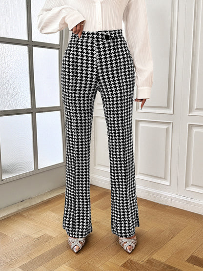 Women's Houndstooth Straight Commuting Trousers