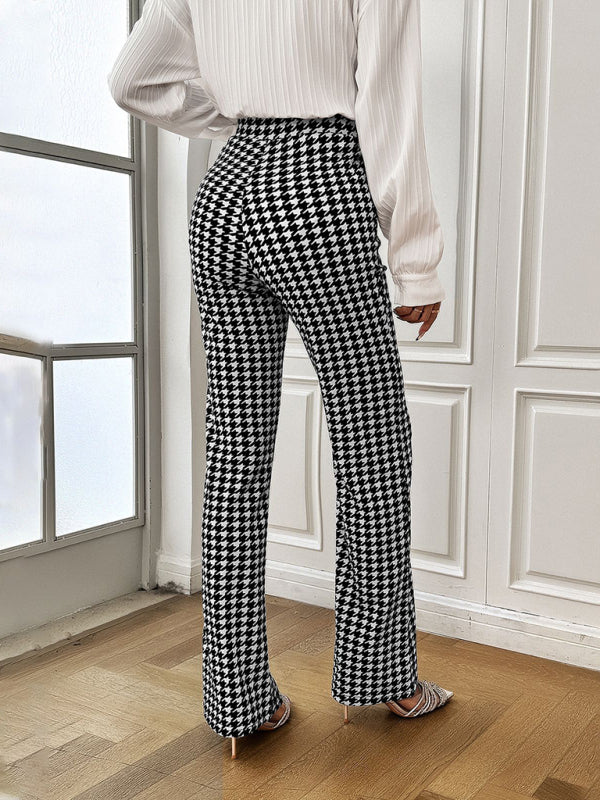 Women's Houndstooth Straight Commuting Trousers