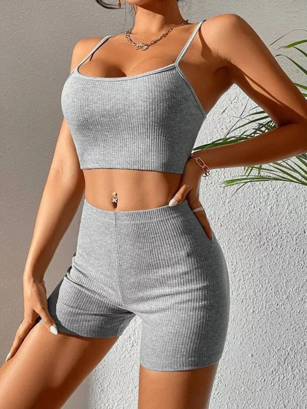 Women's suspender shorts fashion suit yoga sports suit