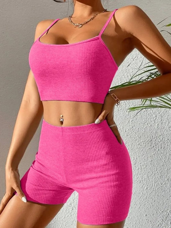 Women's suspender shorts fashion suit yoga sports suit