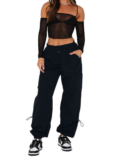 Women's Loose strapped multi-pocket straight cargo casual pants