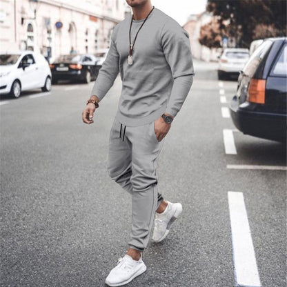 Men's Solid Color Sweatshirt And Sweatpant Two Piece Sets - FashionistaDeal