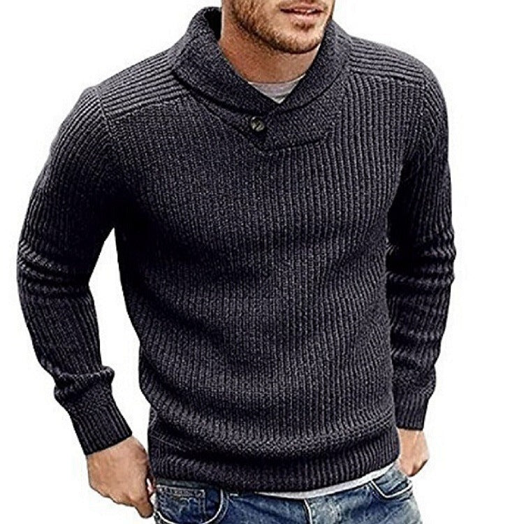 Men's Sweater Lapel Button Pullover Sweater - FashionistaDeal