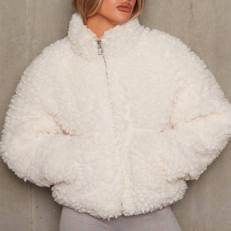 Plush Cardigan Cropped Jacket Sherpa Wool Coat - FashionistaDeal