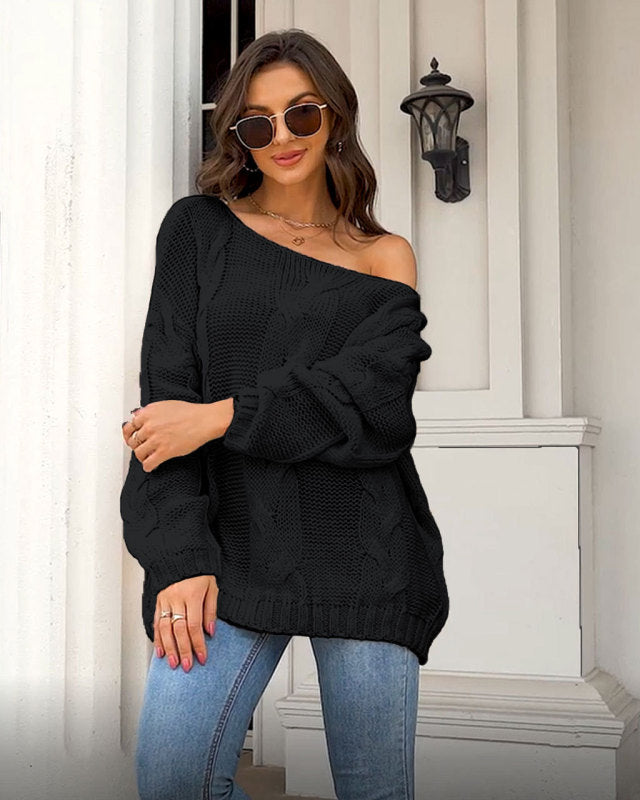 Women's loose knitted sweaters European and American round neck fashionable pullover sweaters - FashionistaDeal