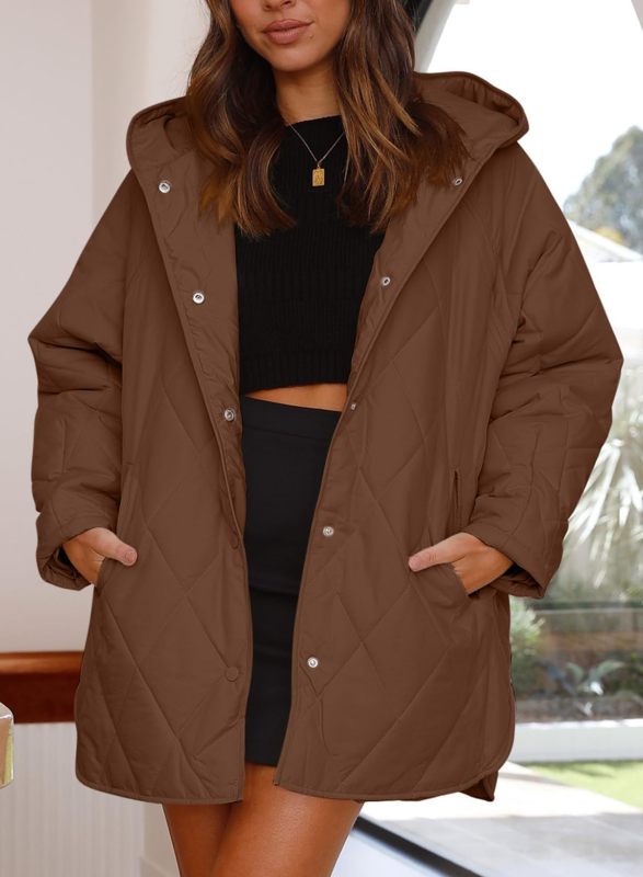 Women's oversize Loose Hooded Quilted Jacket - FashionistaDeal