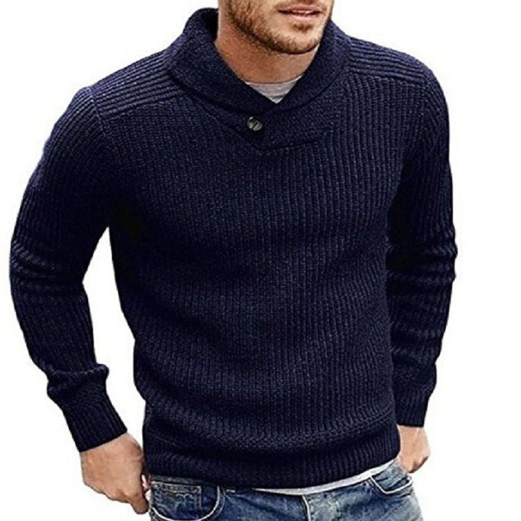 Men's Sweater Lapel Button Pullover Sweater - FashionistaDeal