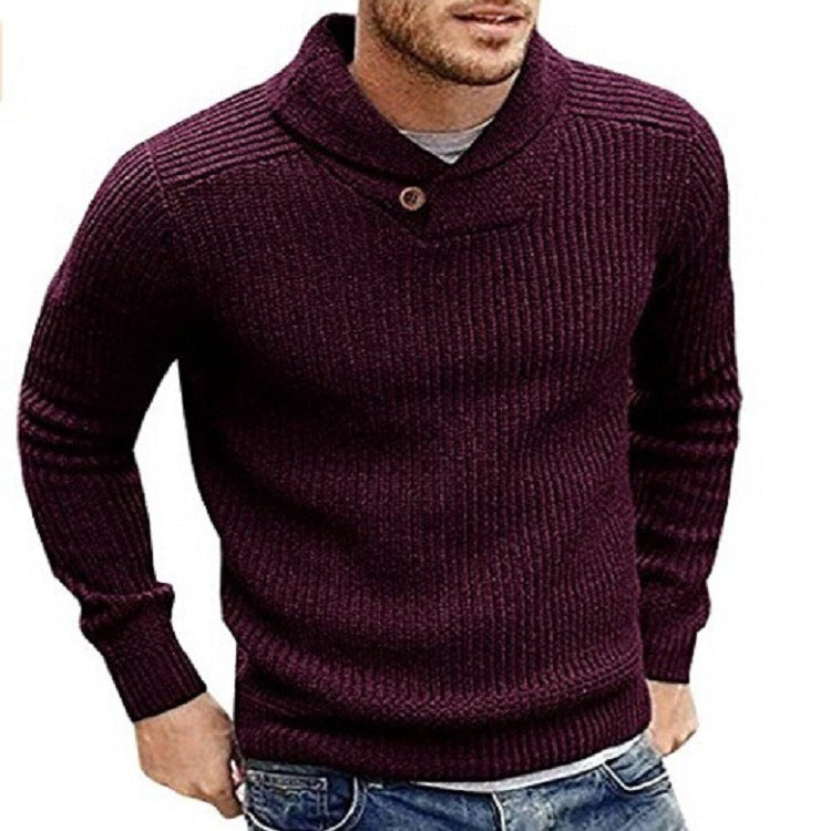 Men's Sweater Lapel Button Pullover Sweater - FashionistaDeal