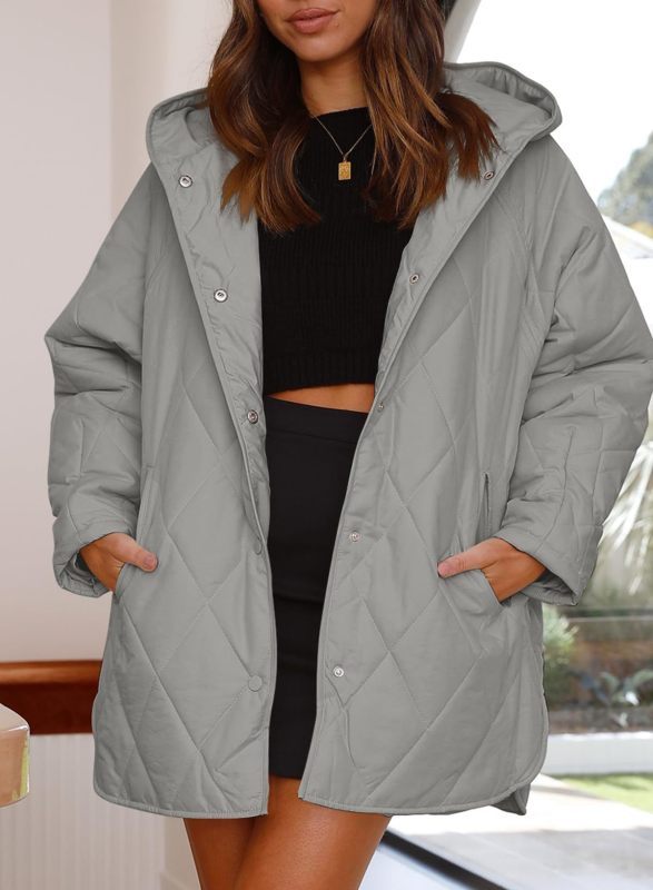 Women's oversize Loose Hooded Quilted Jacket - FashionistaDeal