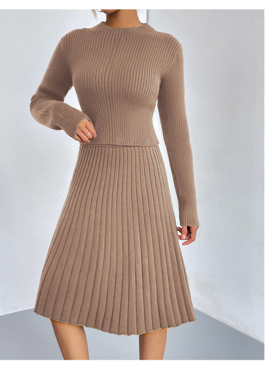 Women's knitted sweater slim fit skirt two-piece set - FashionistaDeal