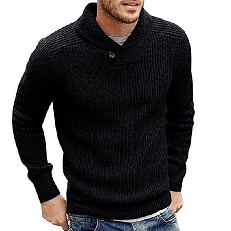 Men's Sweater Lapel Button Pullover Sweater - FashionistaDeal